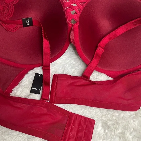 XO Plunge Push-Up Tattoo Lace Straight Back Bra 46D - Picture 13 of 16